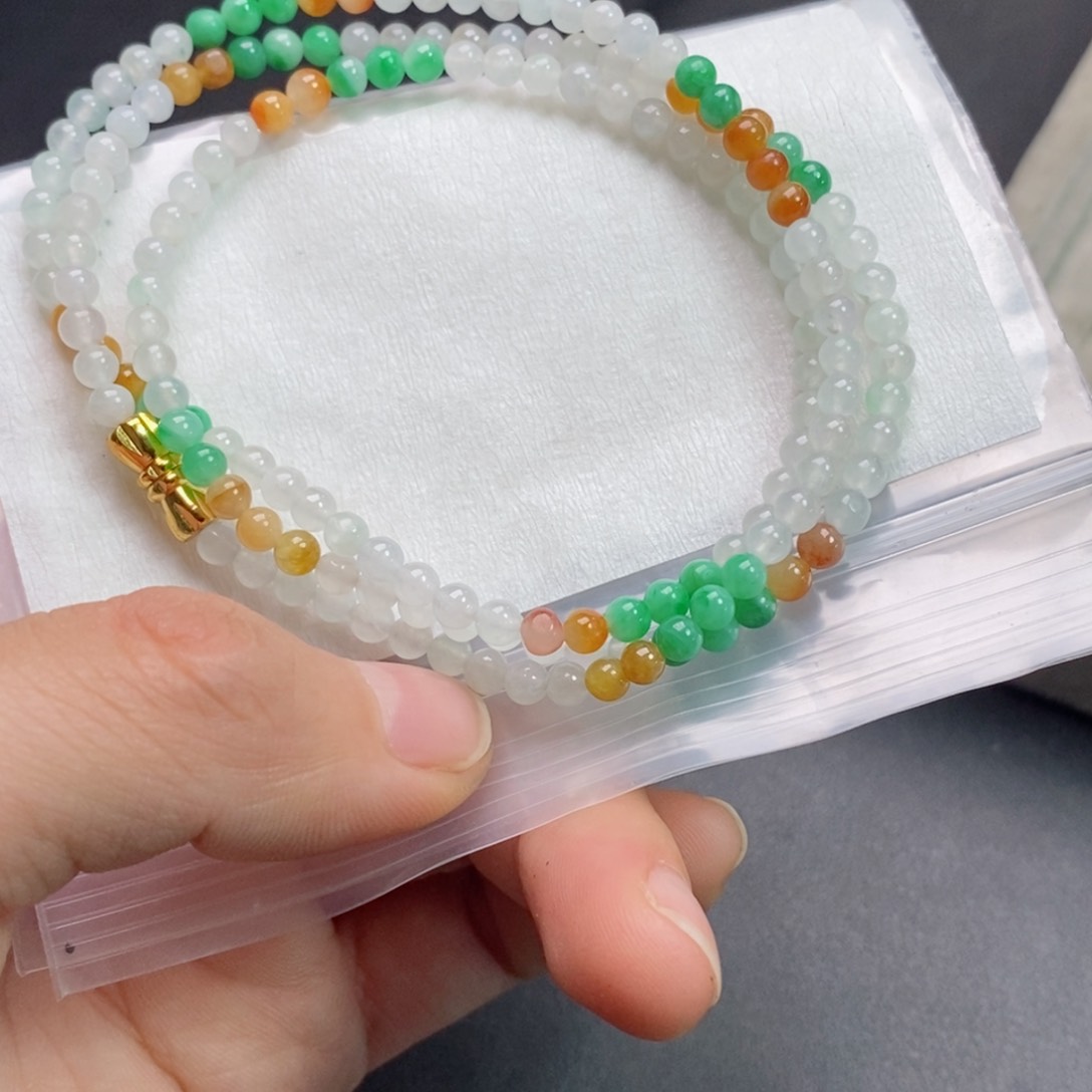 定制翡翠未镶嵌柠**果翡翠定制手链