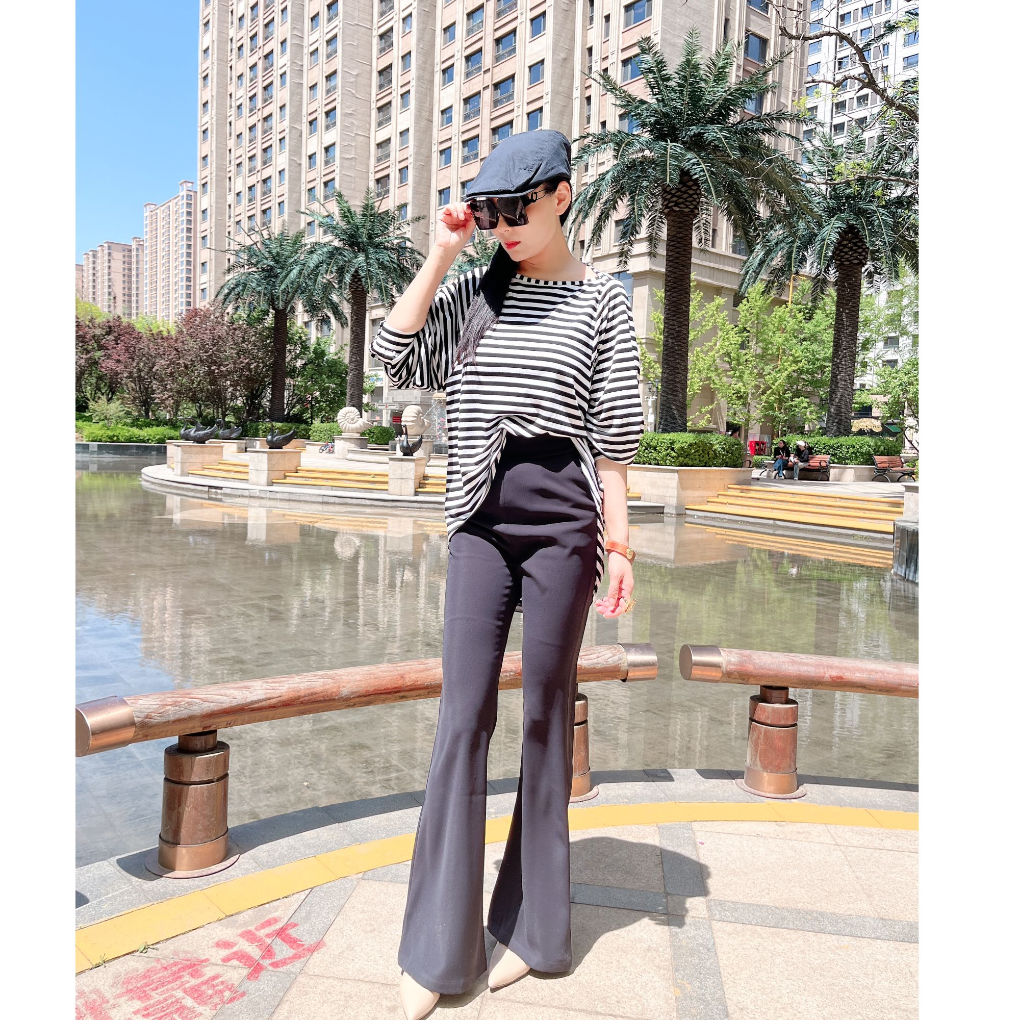 2025女士超高牢度黑色优雅鱼尾裤3980高腰修身显瘦微喇夏季休闲裤