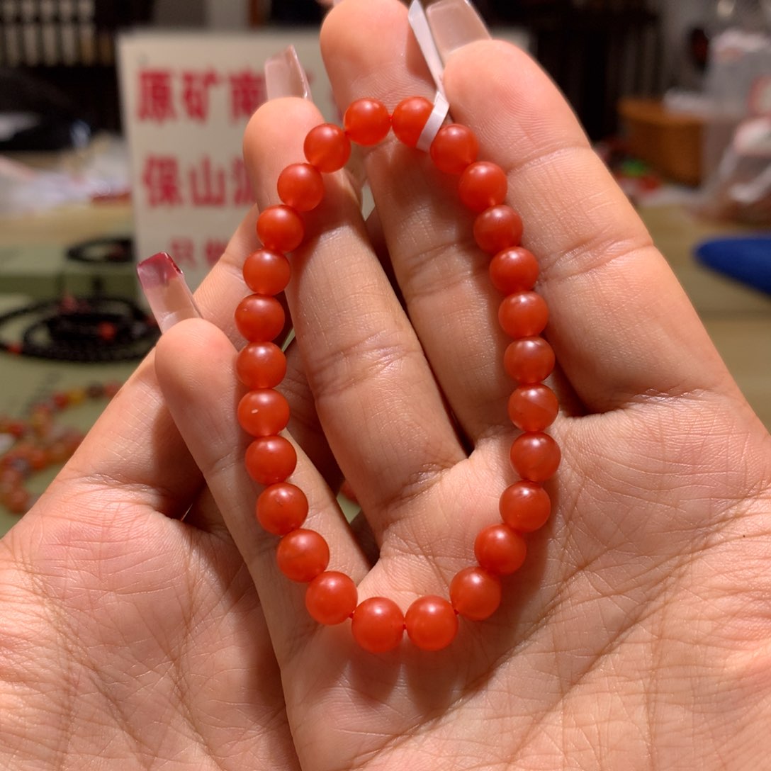 南红玛瑙7+柔光柿子红单圈未镶嵌