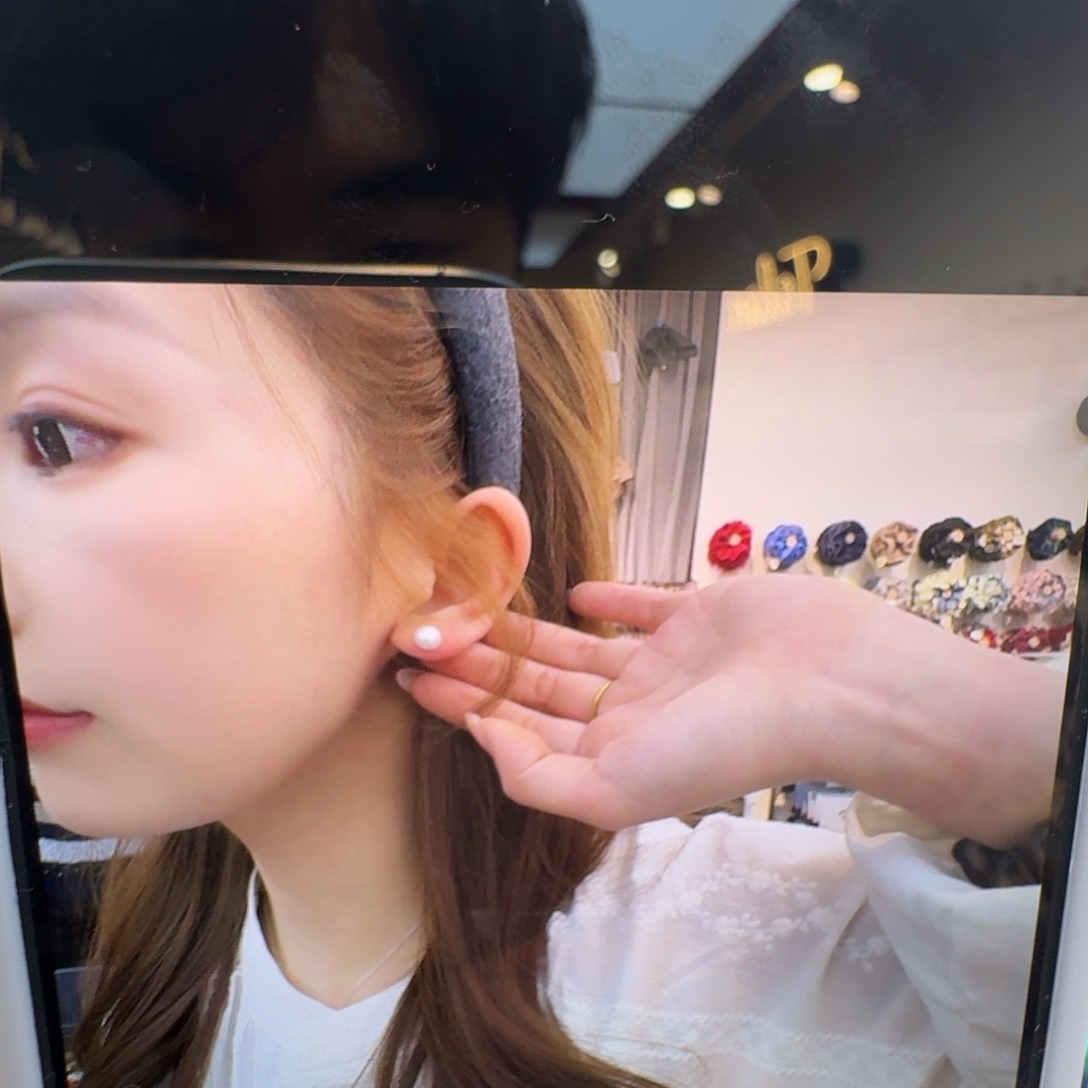 布艺非金属珍珠耳钉银针