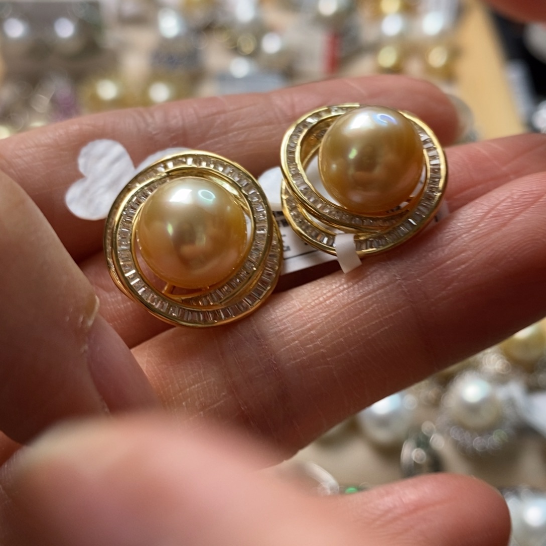 海水珍珠耳饰银S925镶嵌