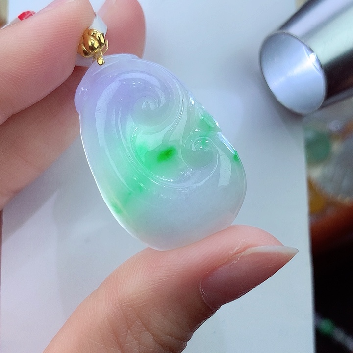 翡翠颈饰18K金镶嵌缅甸翡翠20