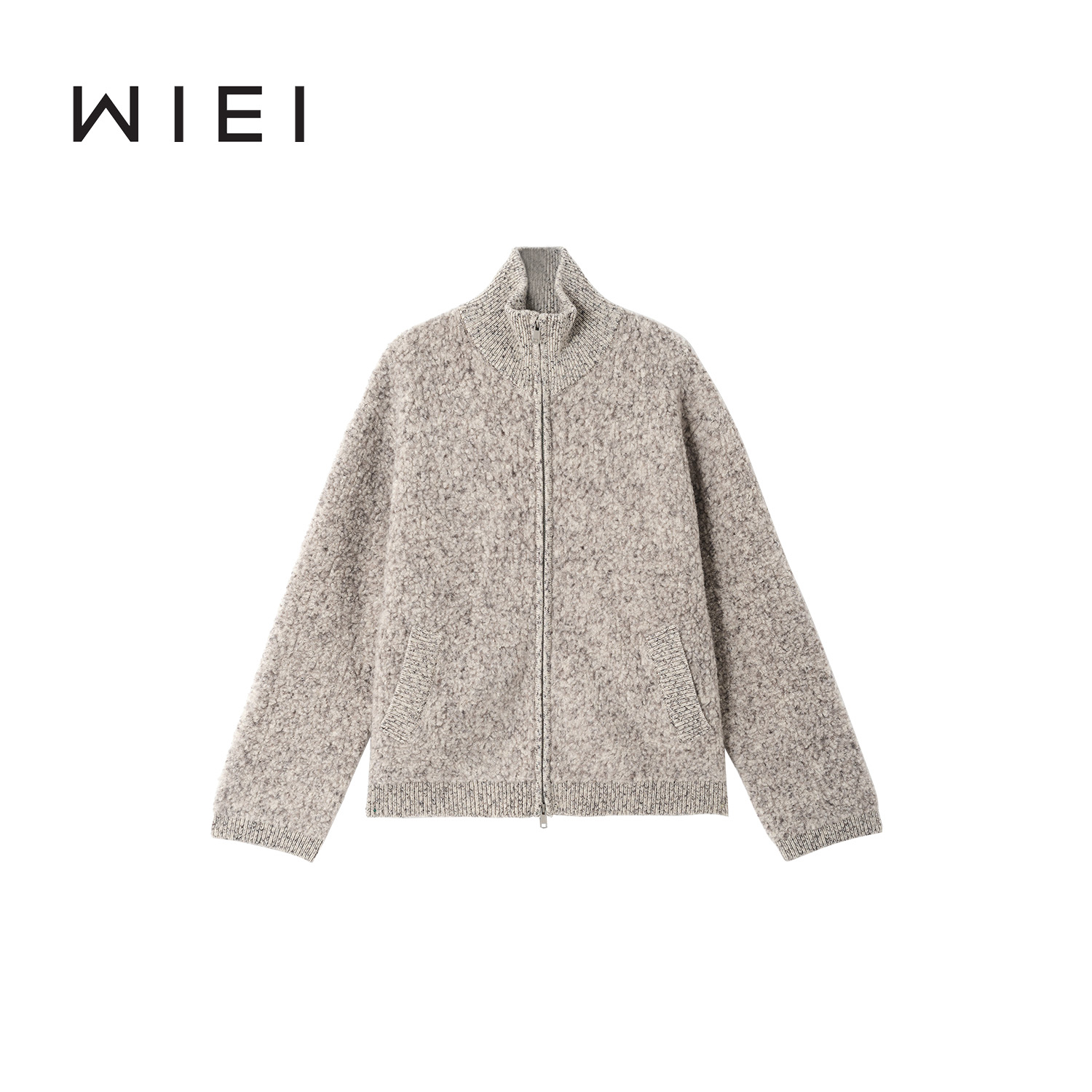 《WI EI》米花酥*花纱圈圈绵羊毛高克重双拉链廓形毛衣W25409121