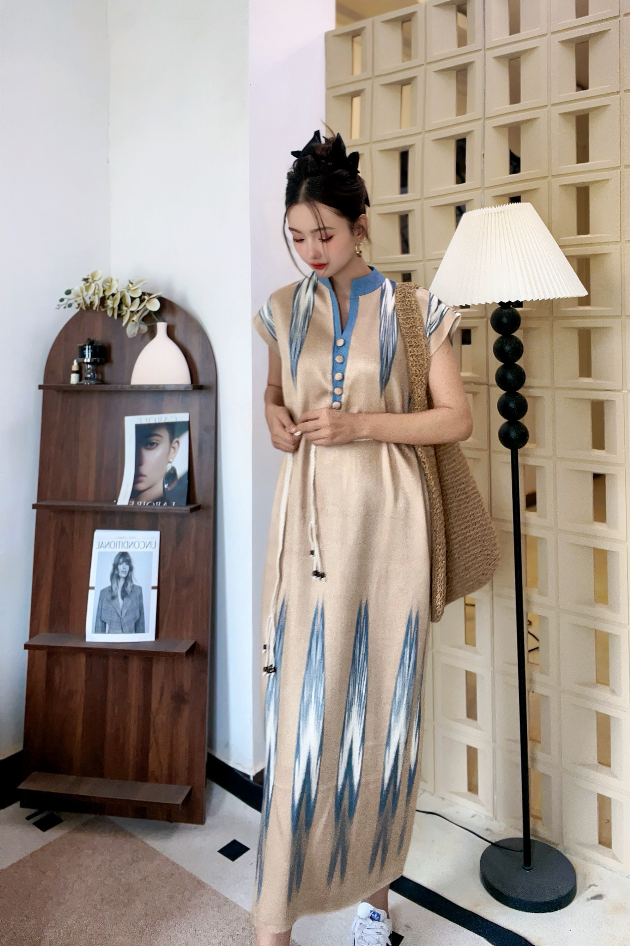 AYFER和田艾德莱斯连衣裙宽松版慵懒风