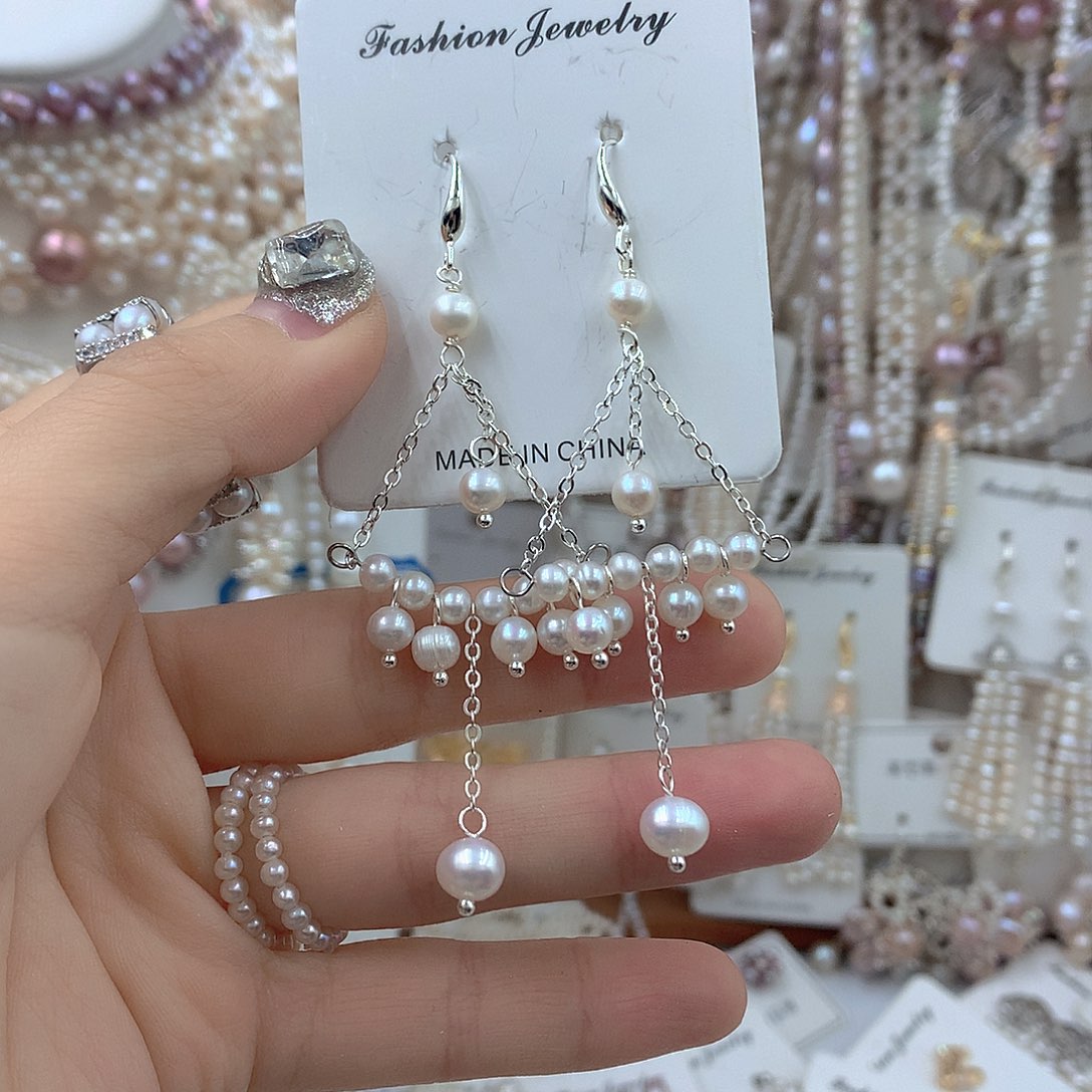 淡水珍珠耳饰银S925镶嵌