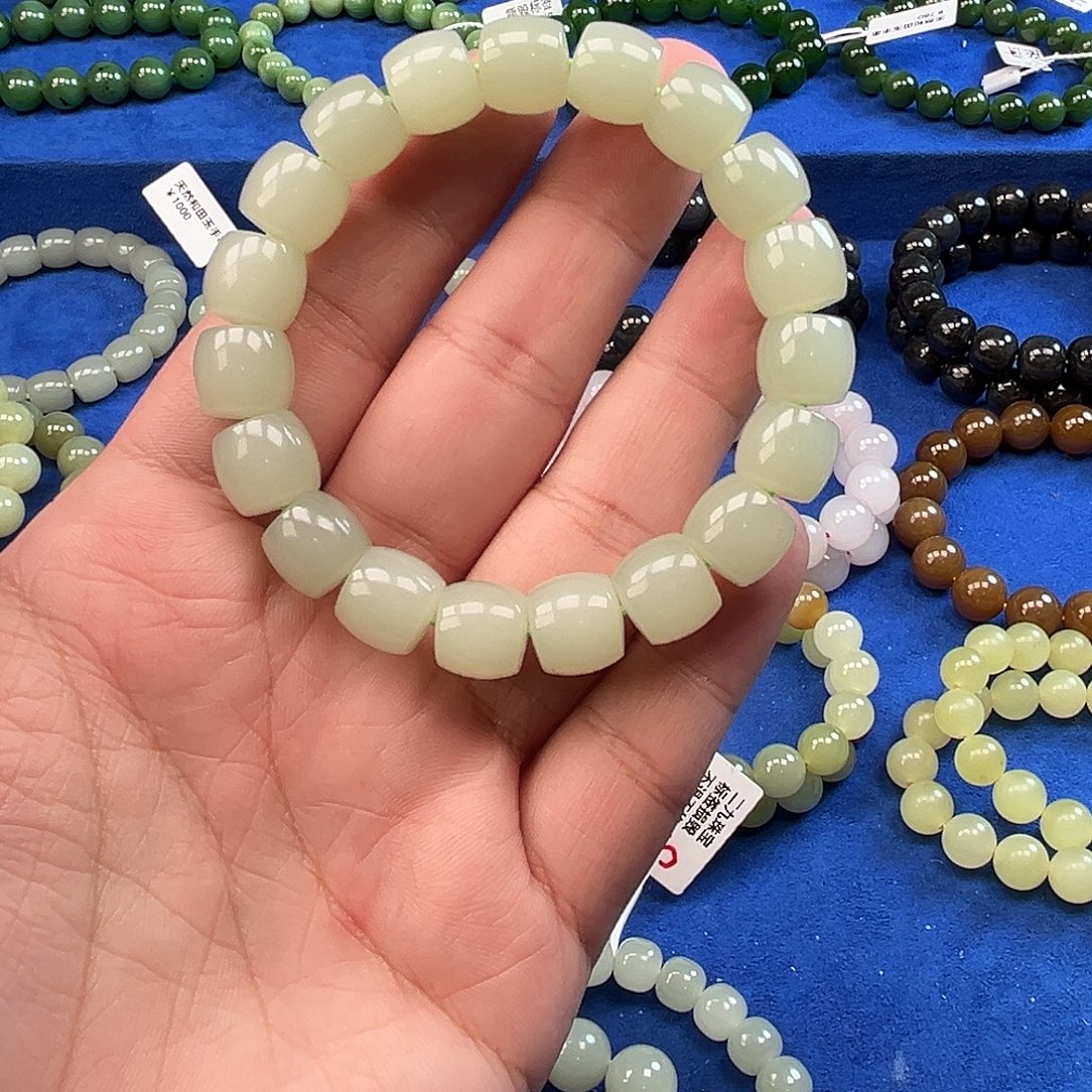 和田玉未镶嵌手链新疆且末高青白直切