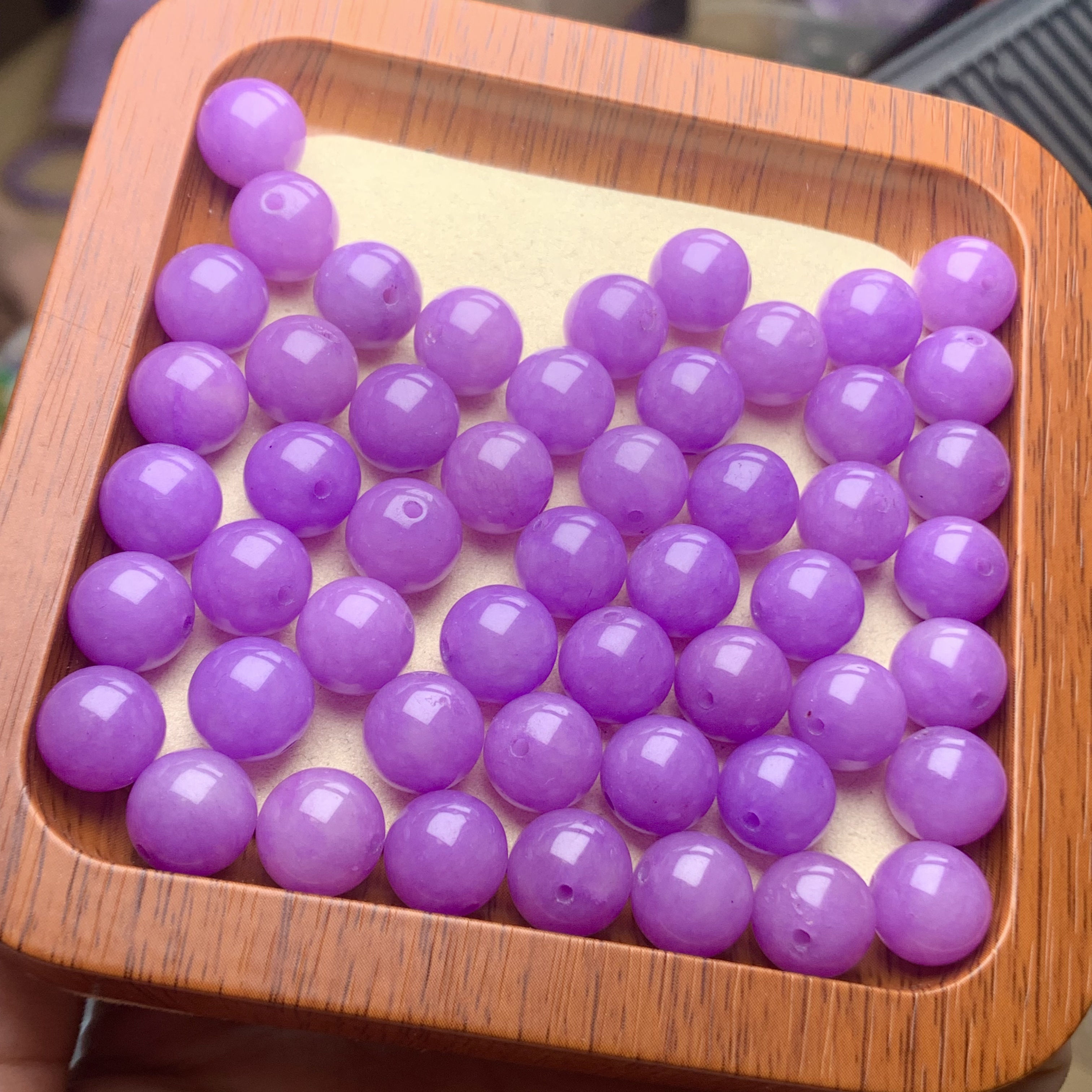 天然缅甸翡翠A货 10mm 浓紫珠 多样性发货其一