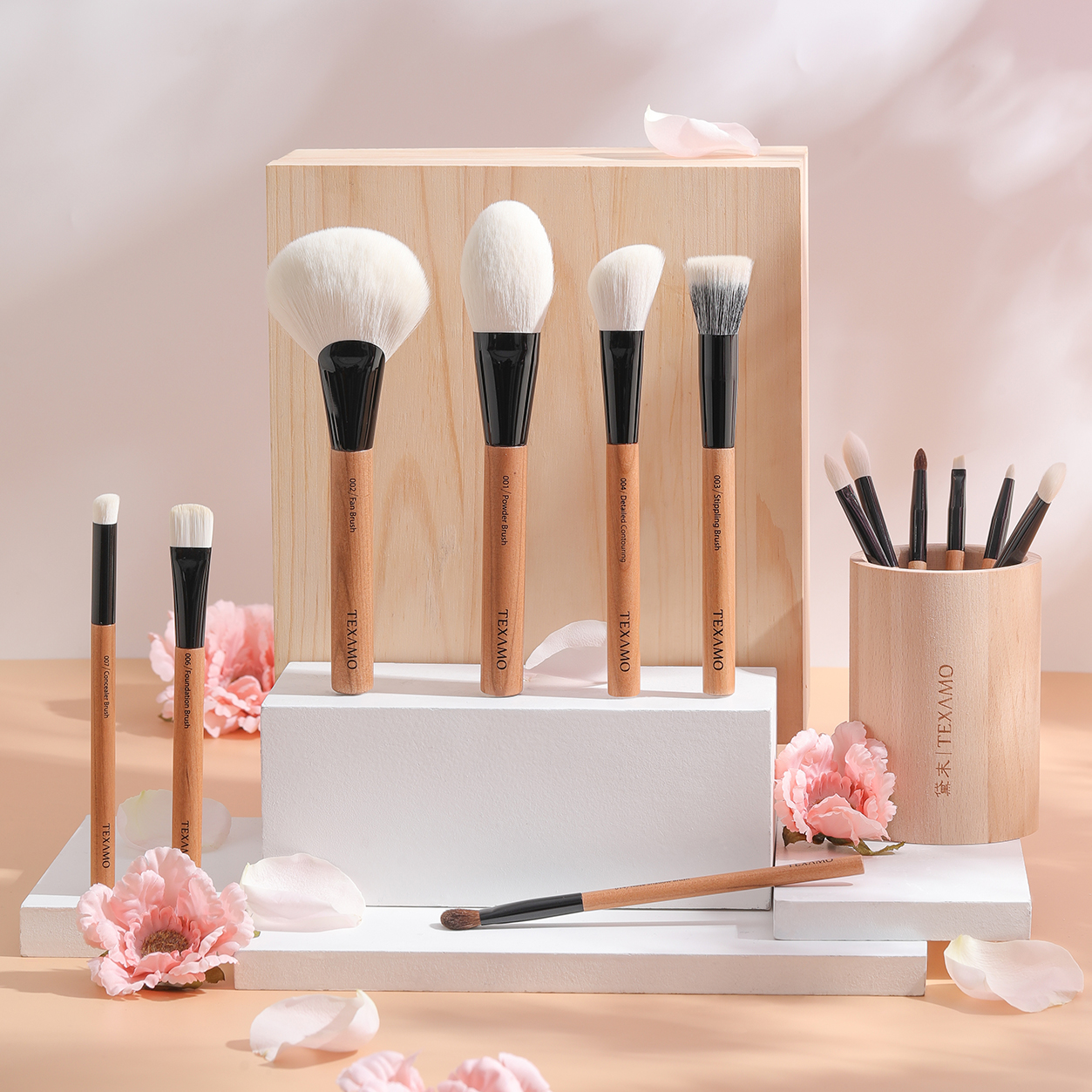 texamo黛末未染眼部套刷刷子动物毛腮红晕染眼影刷13支全套刷子