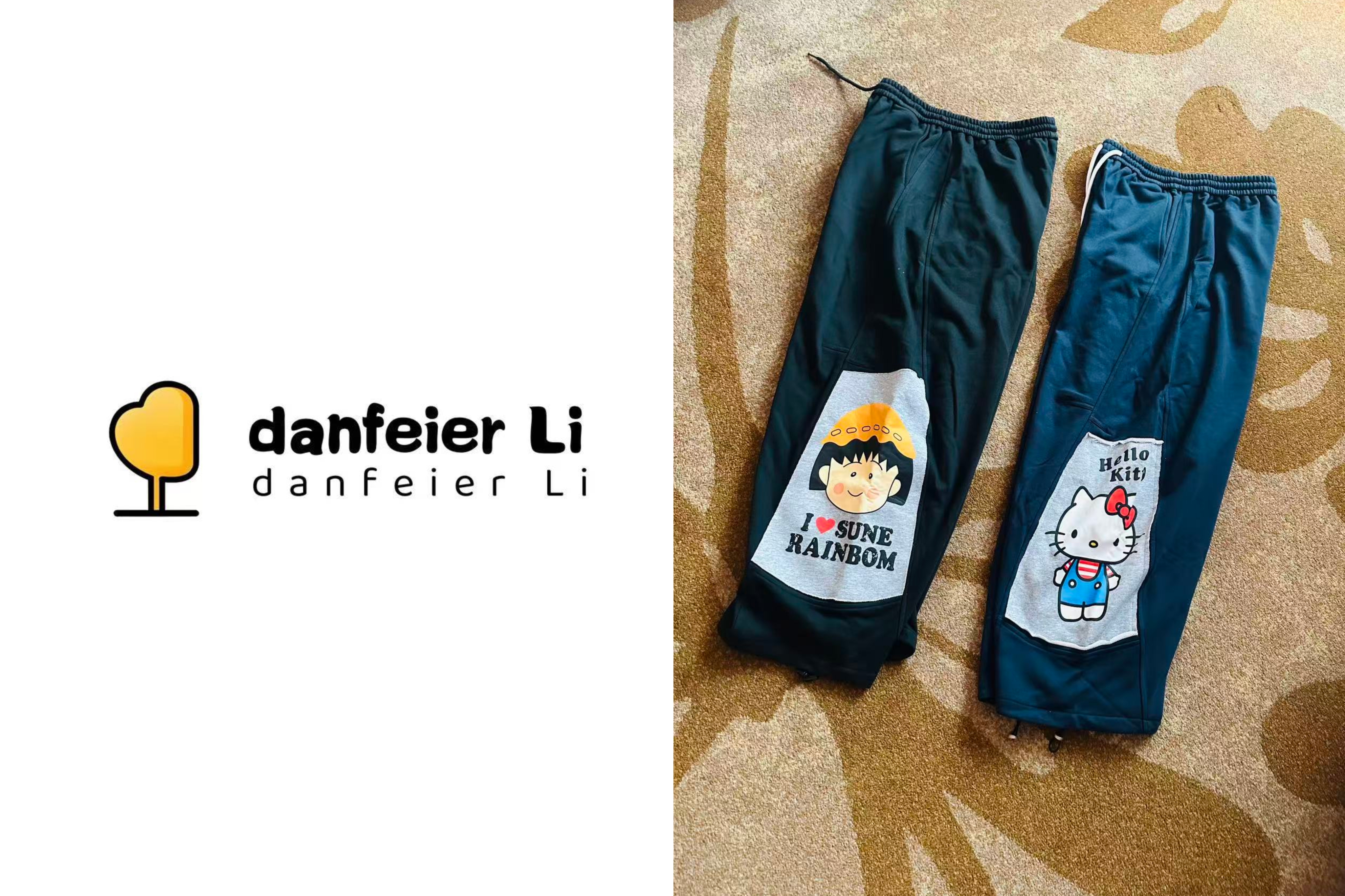 《丫丫推荐款》10172-1 新款卡通深蓝色KT图案卫裤（送KT背心马甲）