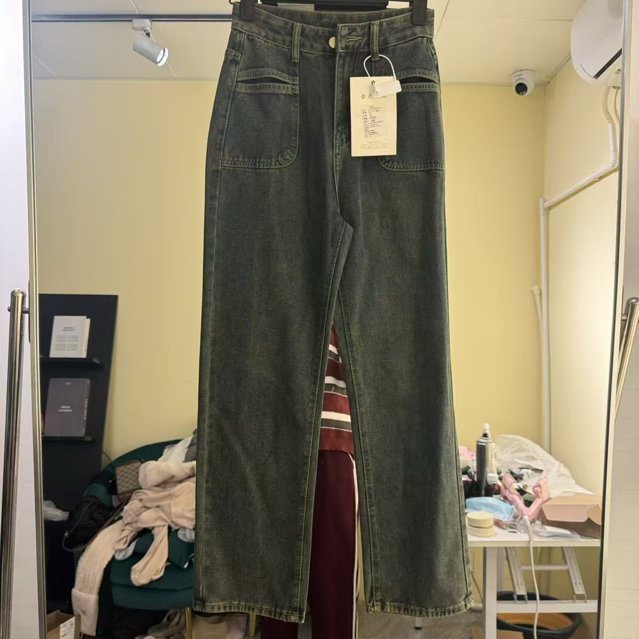 美式复古秋冬女款高腰显瘦宽松阔腿牛仔裤休闲百搭