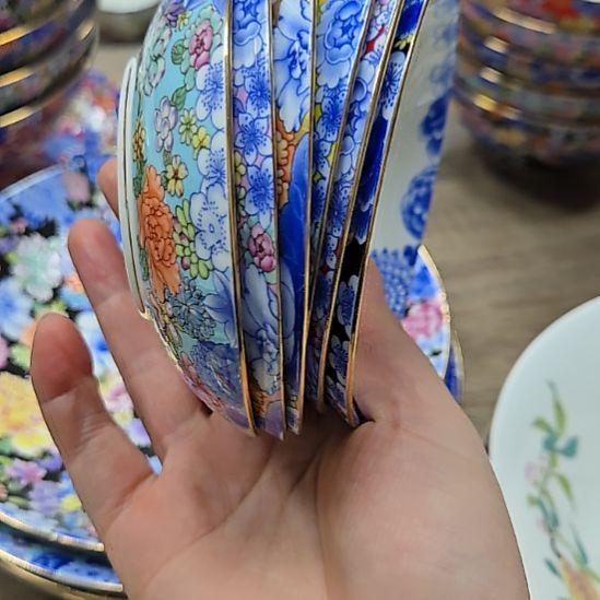 瓷片珐琅彩万花4寸6个味碟666666