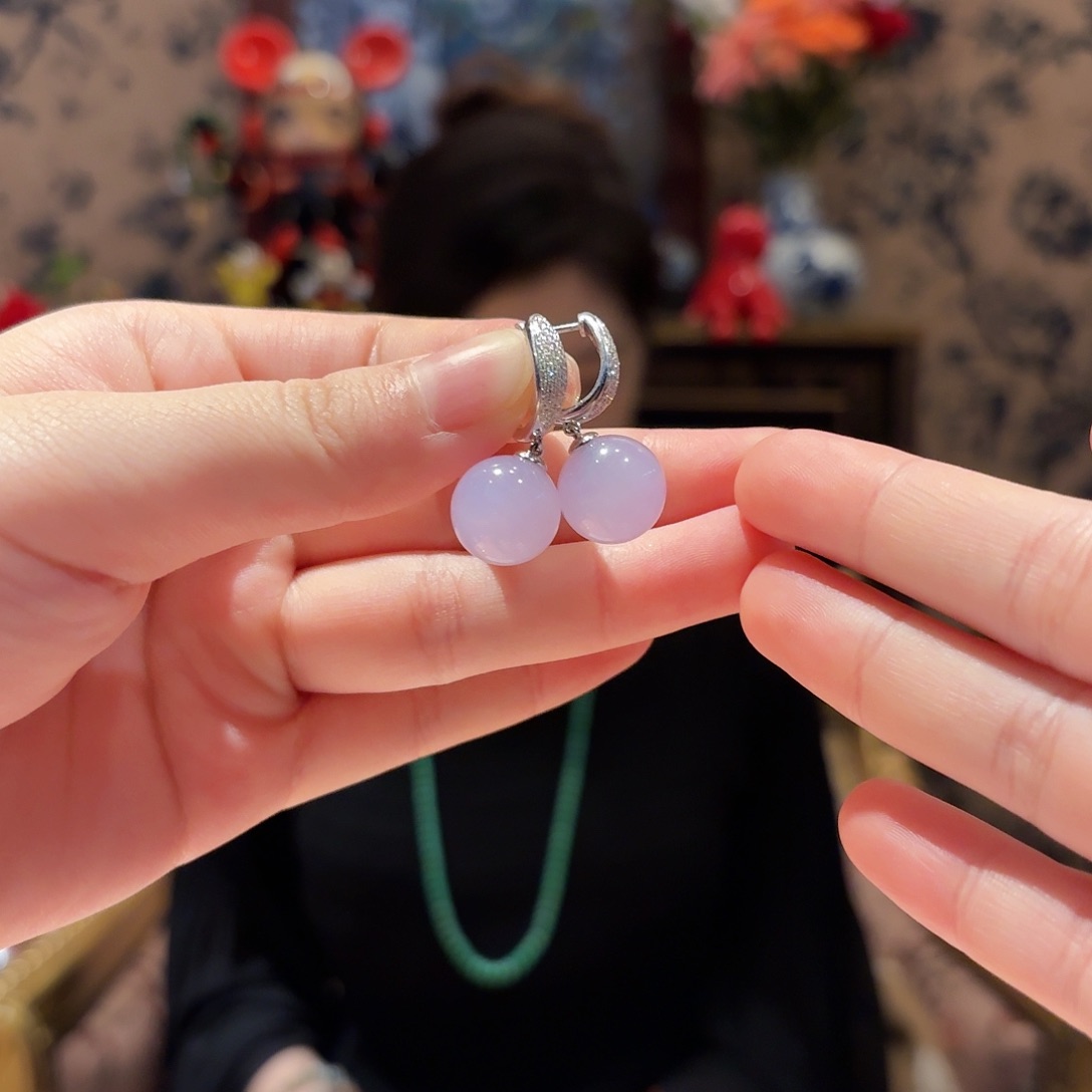 翡翠耳饰18K金镶嵌耳饰