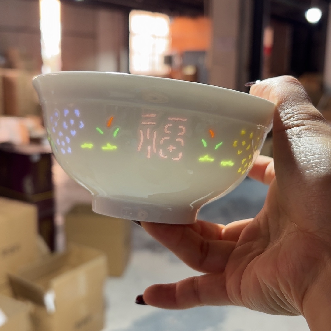 景德镇5英寸米饭碗七彩两个微瑕福