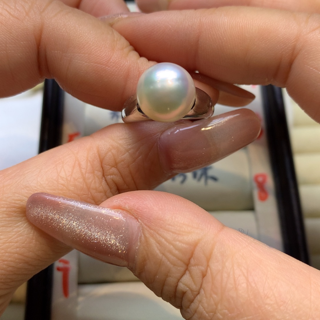 银S925镶嵌戒指海水珍珠