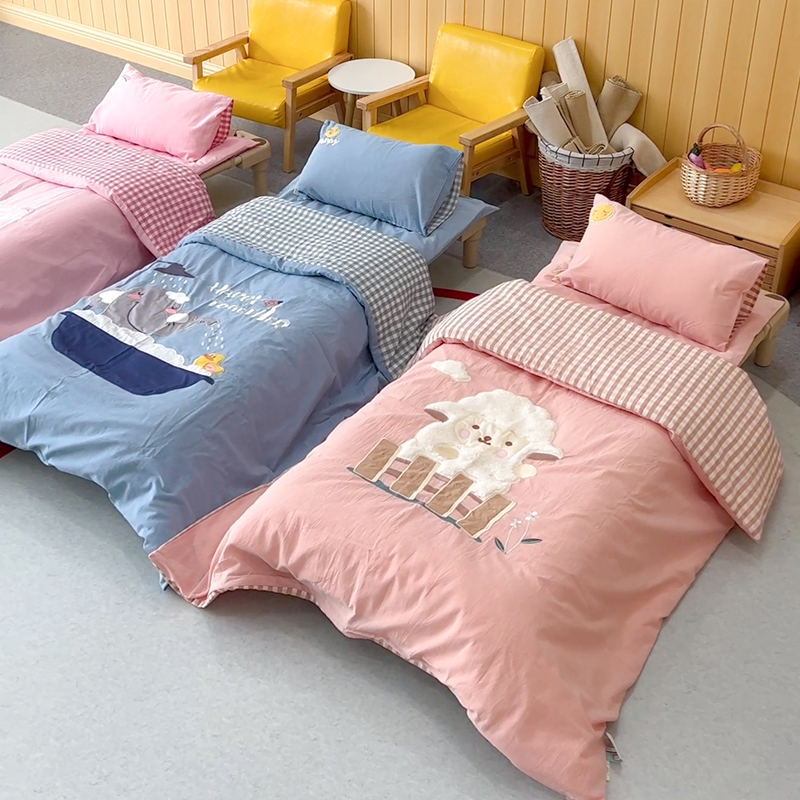 A类纯棉水洗棉幼儿园被子三件套宝宝被褥六件套卡通入园午睡床品