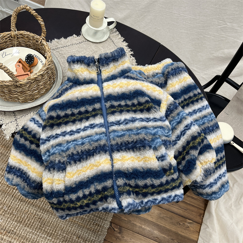 H170睡衣韩版冬装洋气男童三层加绒加厚家居服套装儿童保暖两件套