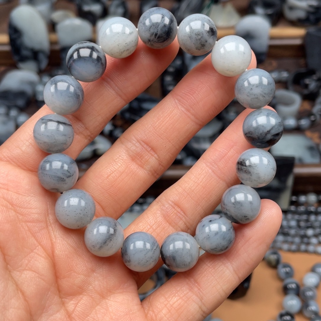 钟***馗和田玉未镶嵌手链