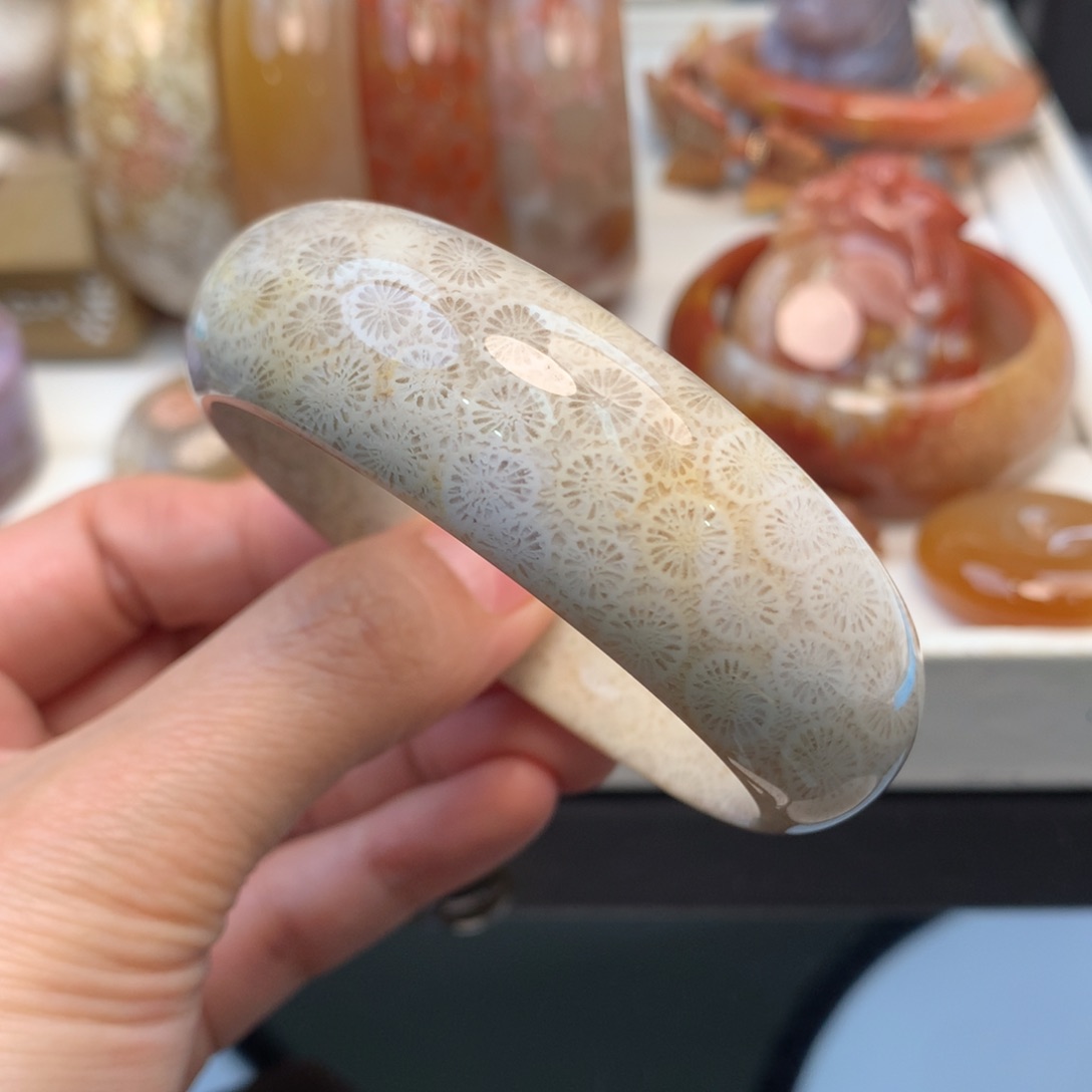 硅化珊瑚（珊瑚玉）手镯未镶嵌56.6口原300