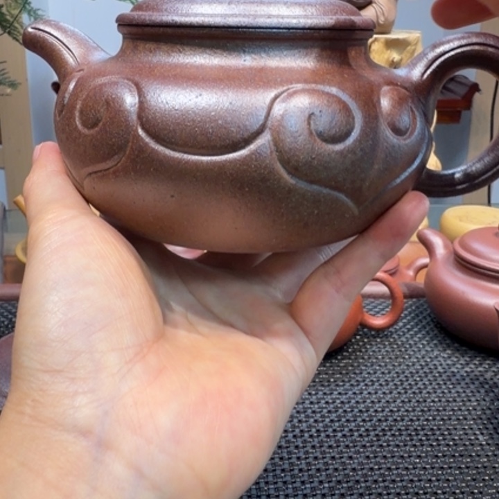 用***2茶壶紫砂底槽清仿古如意380cc特价
