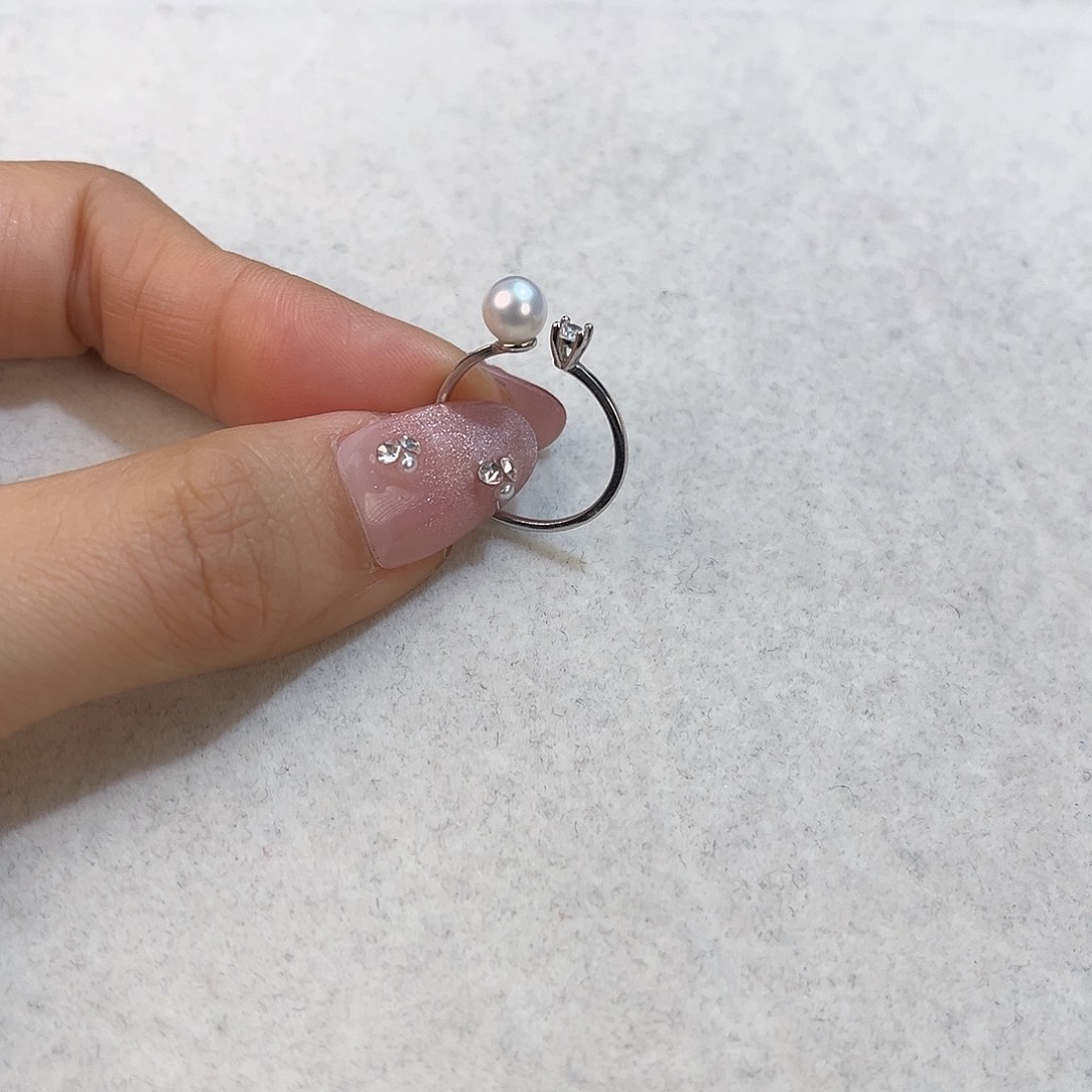 淡水珍珠戒指银S925镶嵌