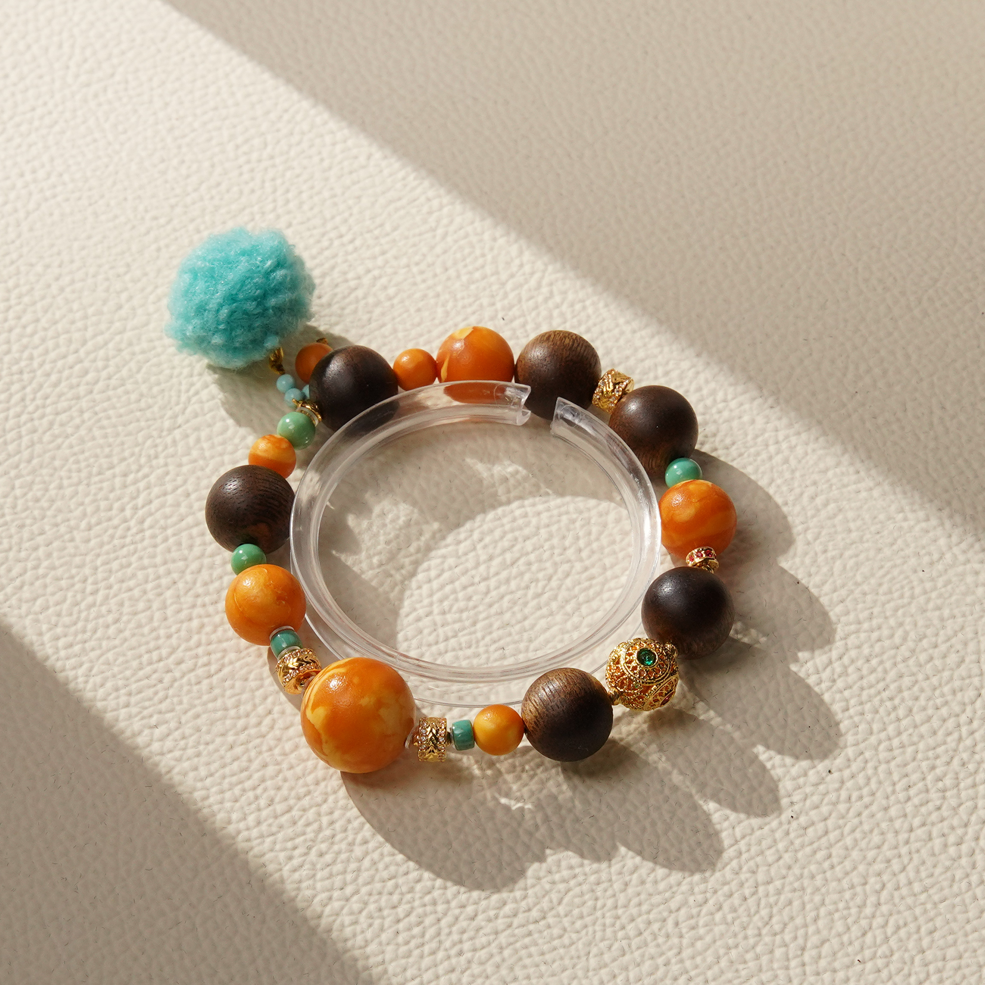 沉香沉水白奇楠1.2DIY18K蜜蜡沉香手串单圈CBQ0012