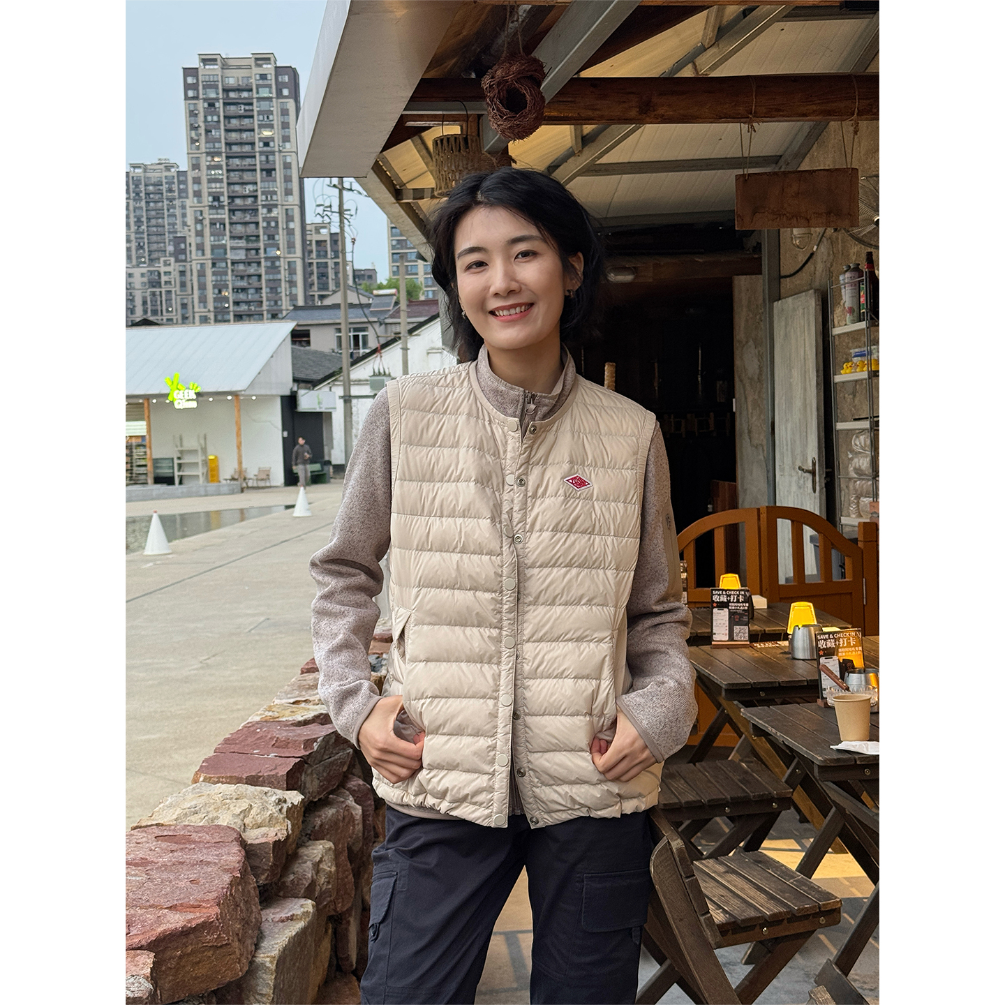 LANGQING 双色轻薄羽绒秋装女款宽松鹅绒马甲43652#