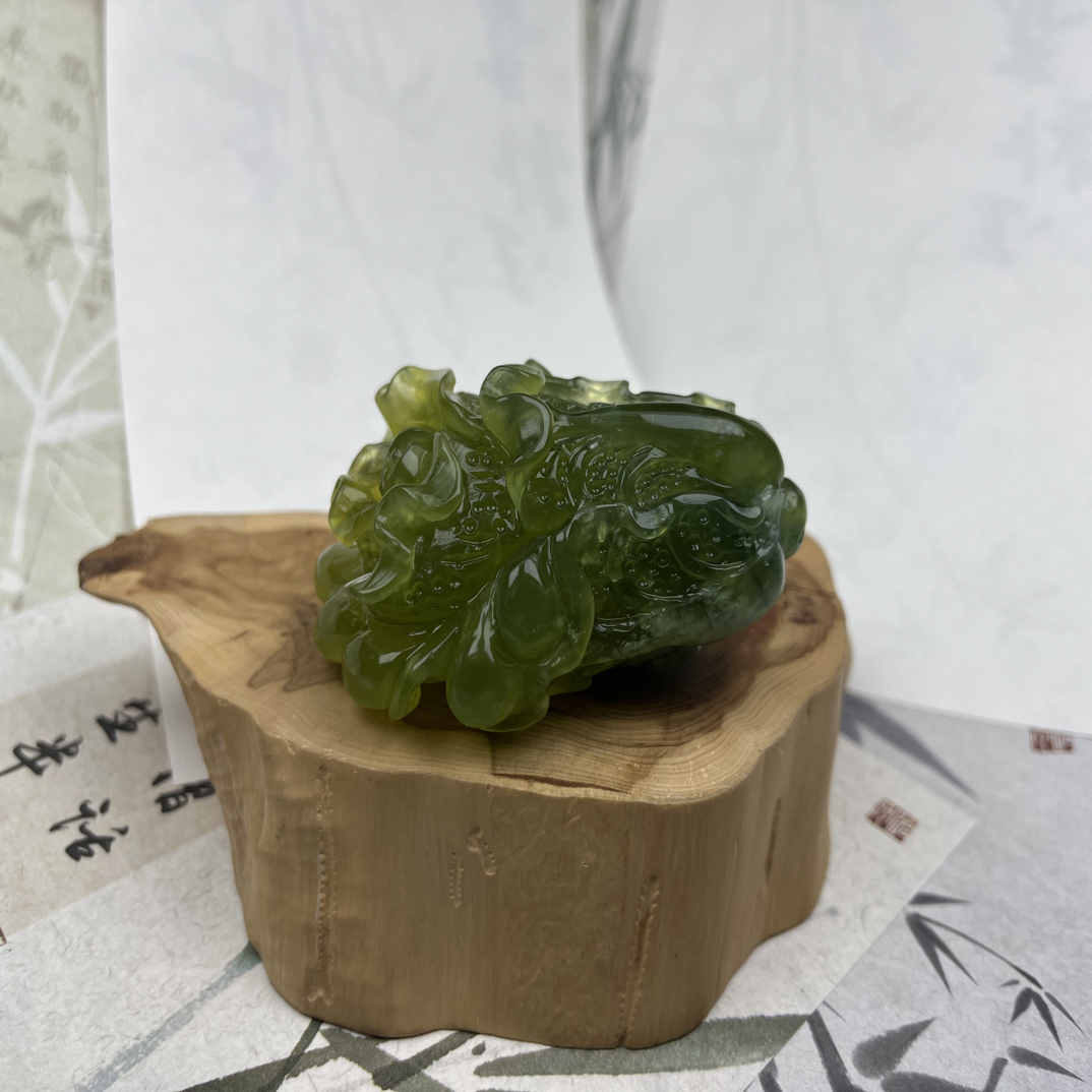 精品天然岫玉手把百财 才财聚来