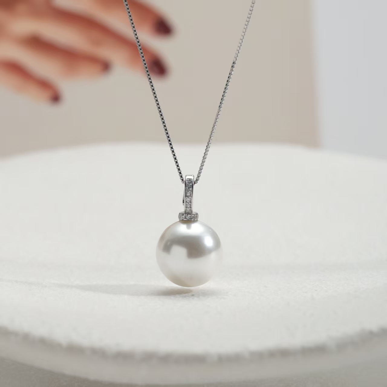 坠链均925银 925银奶嘴扣吊坠强光百搭大点位银镶钻（送肖邦链）