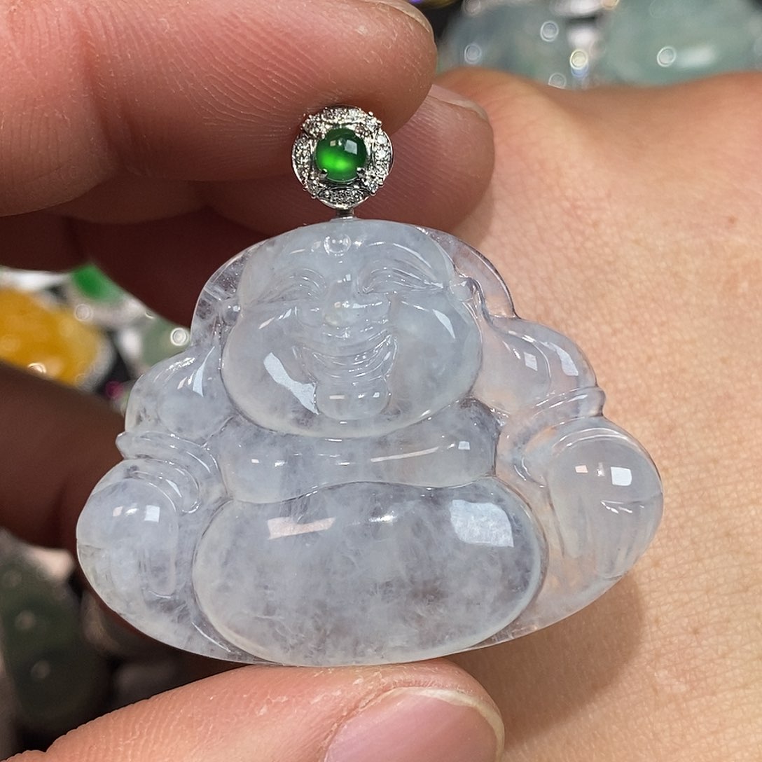 翡翠颈饰18K金镶嵌佛公