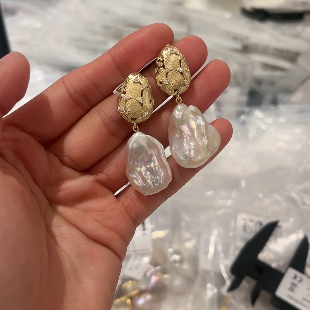 淡水珍珠耳饰合金