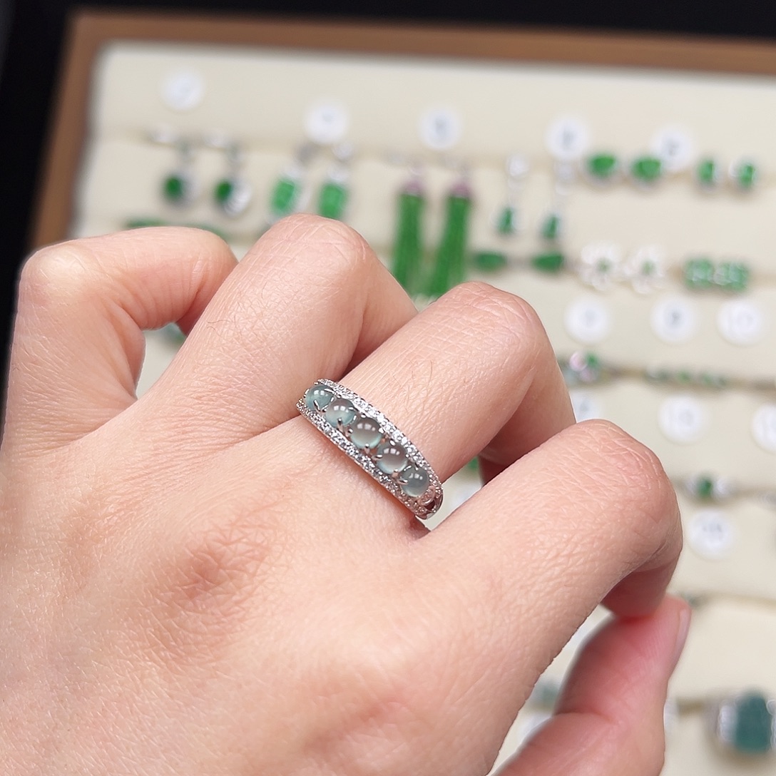 翡翠银S925镶嵌戒指7