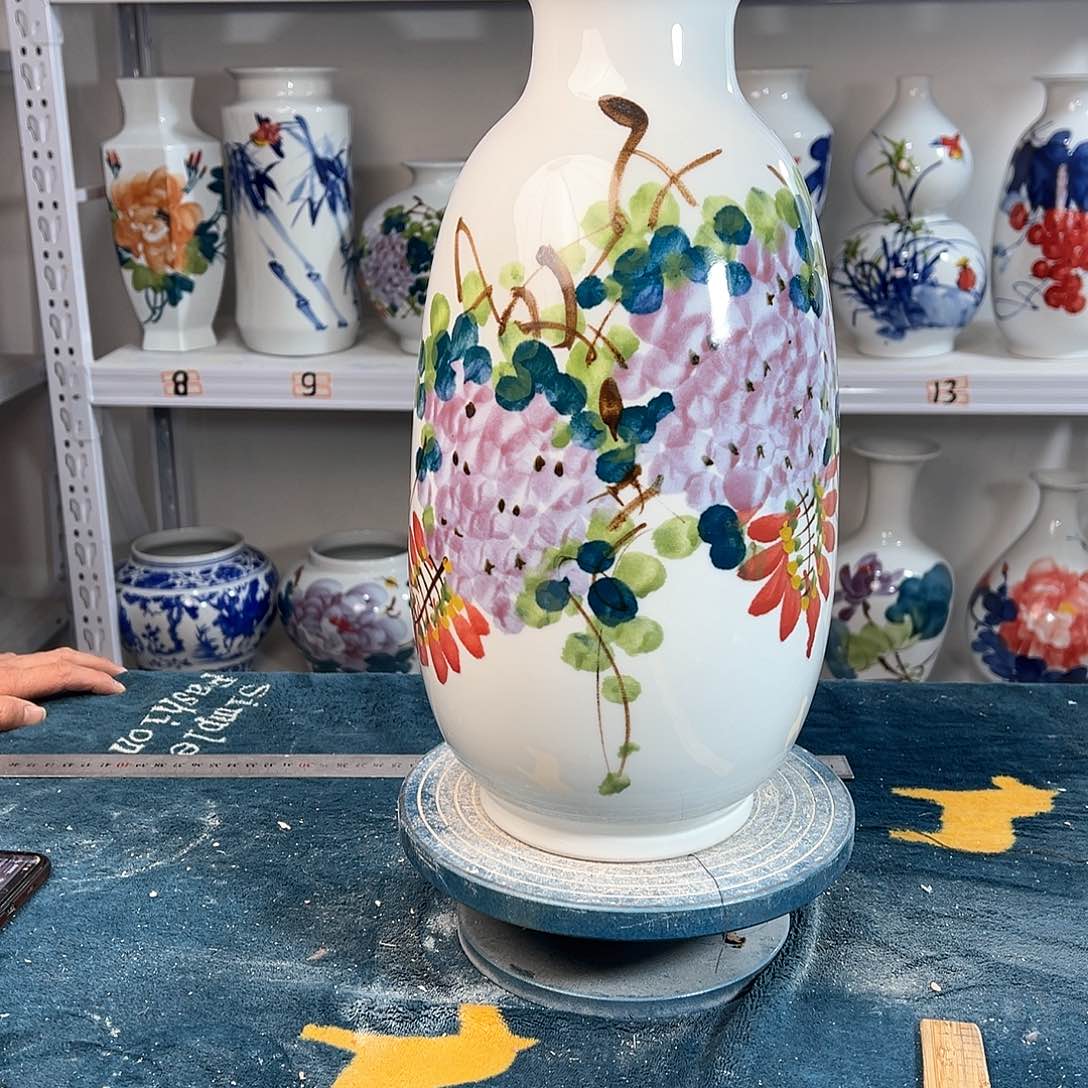 摆件景德镇陶瓷冬紫藤