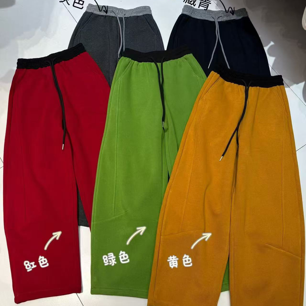 DD-8920冬季新款腰间拼接颜色抽绳加绒加厚弯刀卫裤