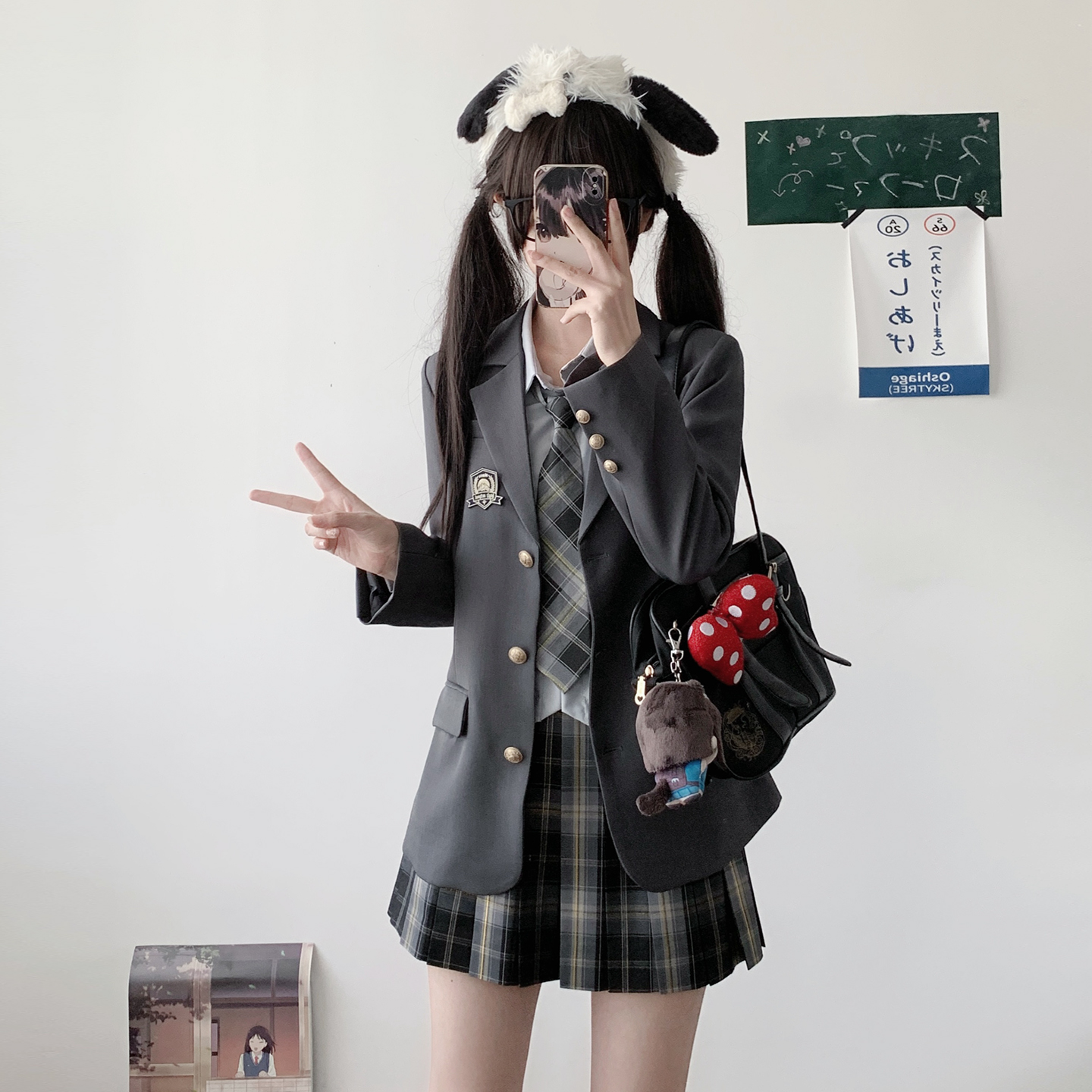 【雾原川西服基础款】JK制服格裙套装【衬衫+裙子+西服】送领结徽章