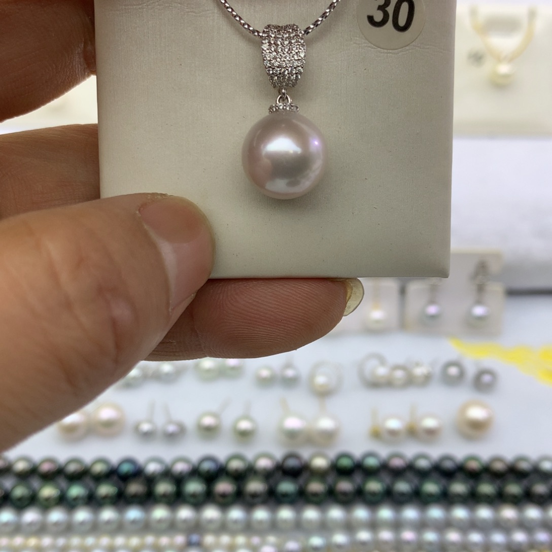 淡水珍珠吊坠(不含链)银S925镶嵌