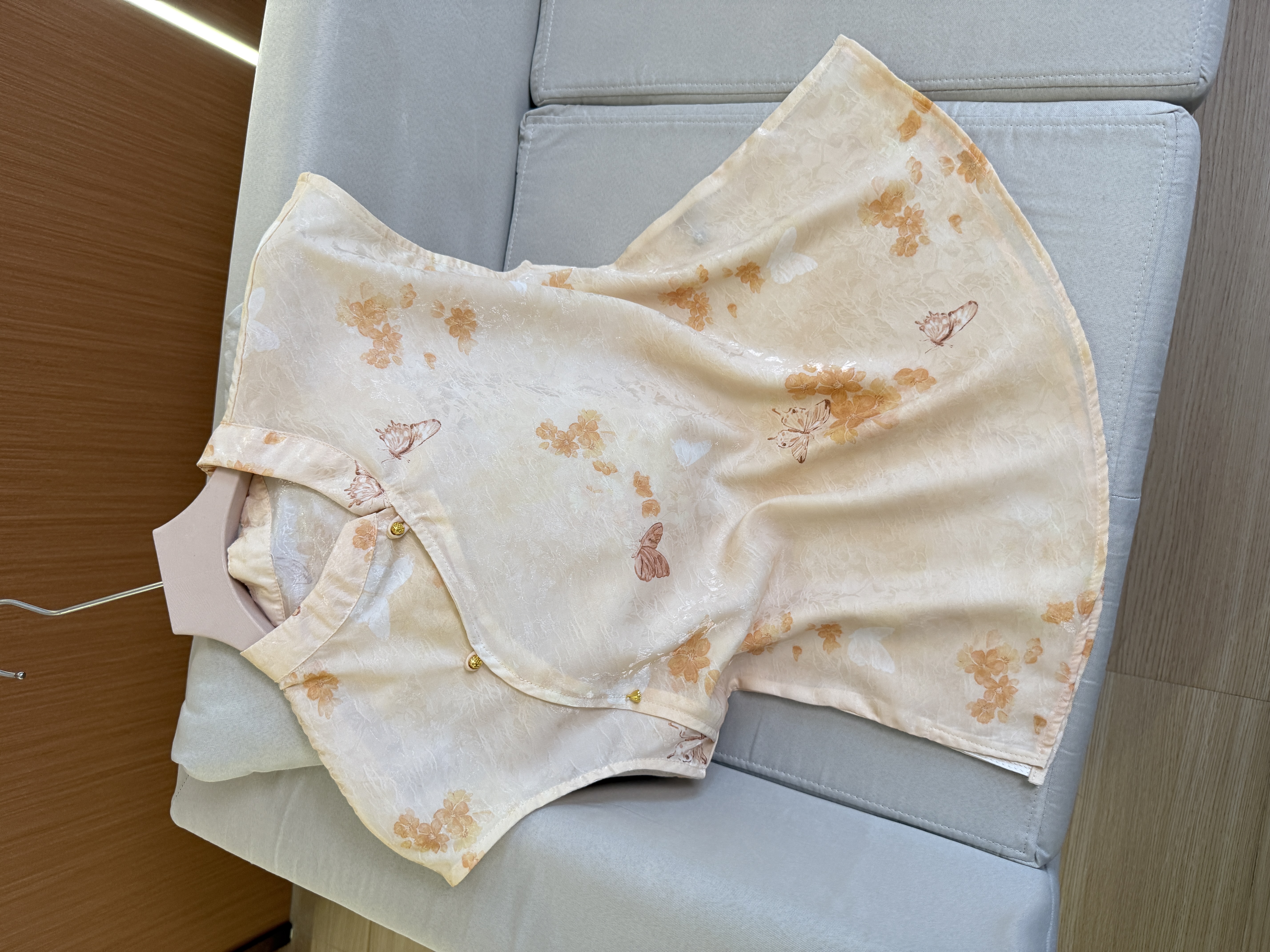 【金月纱】新中式斜襟宽松提花短袖气质立领T恤显白百搭夏款