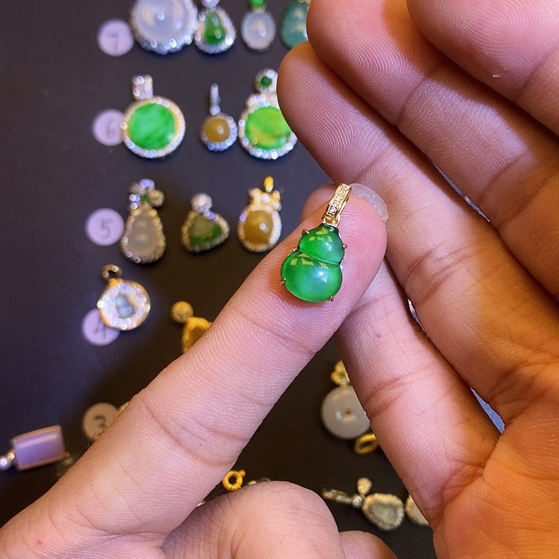 吊坠(不含链)银S925镶嵌翡翠