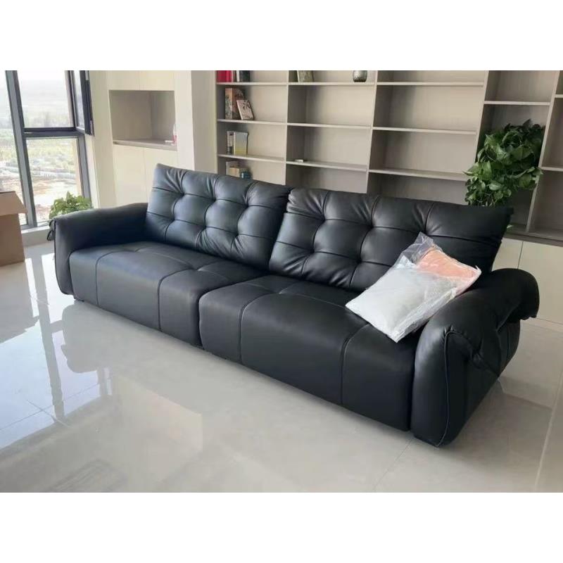 浅灰 黑色天鹅真皮沙发客厅轻奢 2.8 3 3.2 米*宽1.05 高0.95米