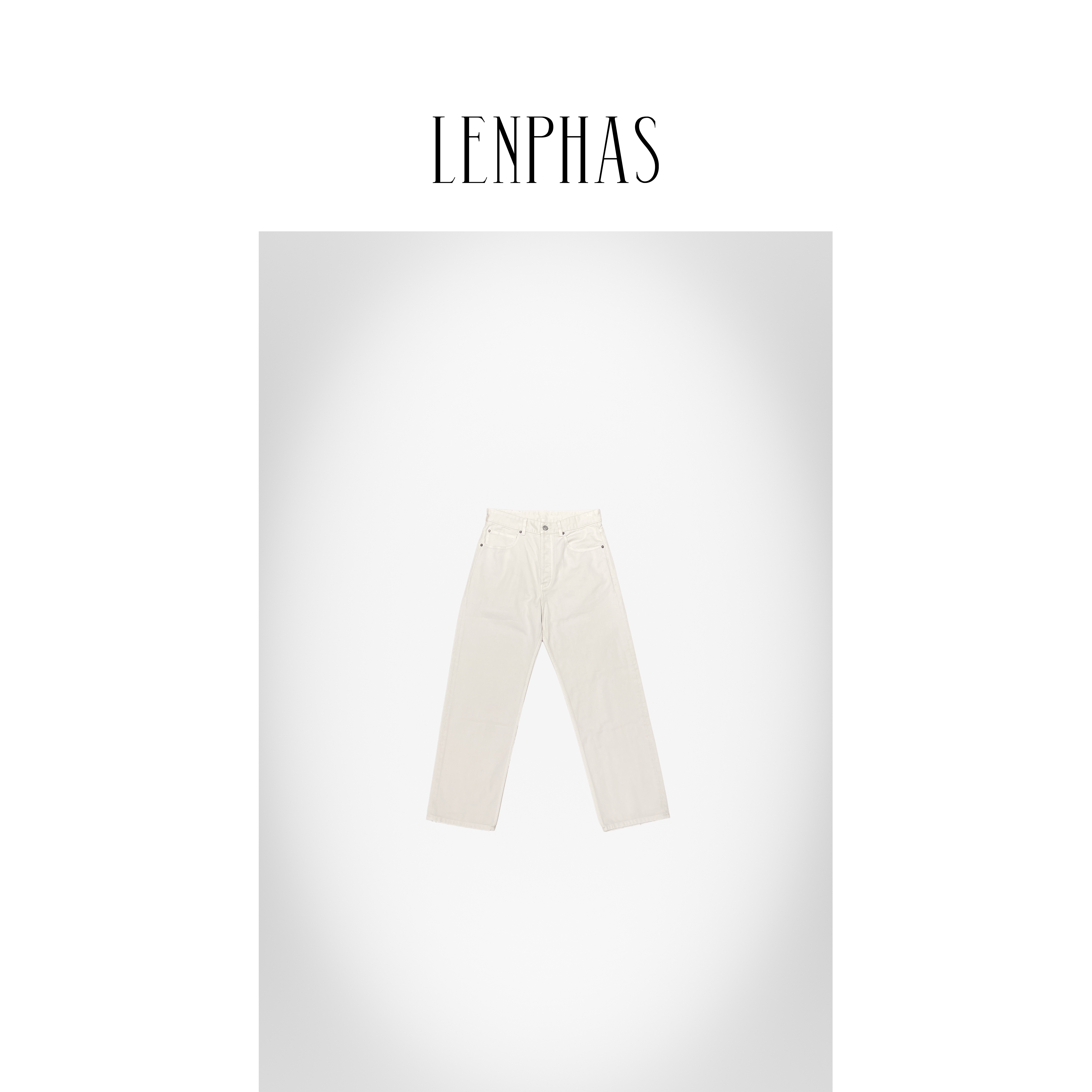 【LENPHAS】米白阔版直筒牛仔裤