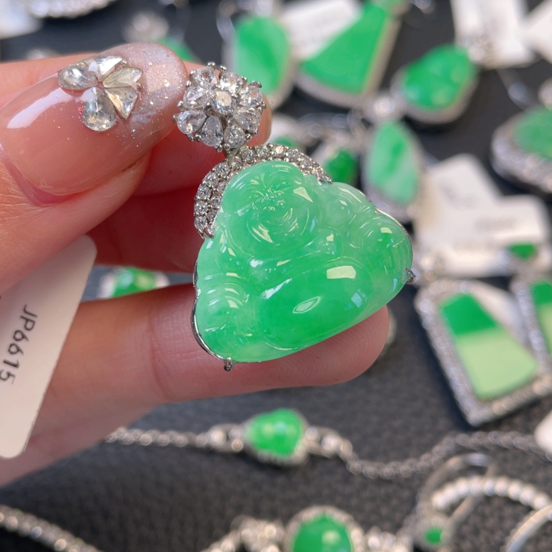 翡翠银S925镶嵌吊坠(不含链)