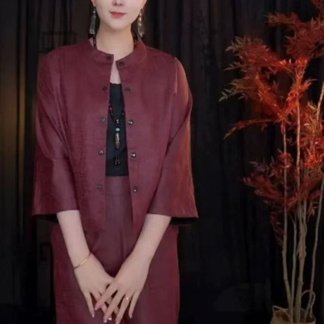 杭州中式双面穿龟裂纹老料上衣外套女