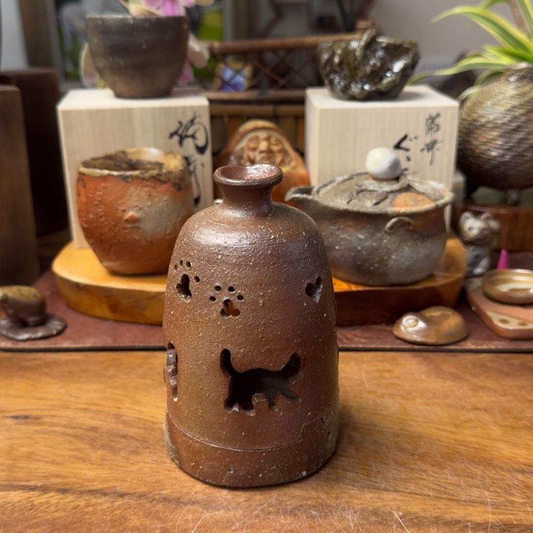 土器女士备前烧香炉➕香插两件套福利一口价