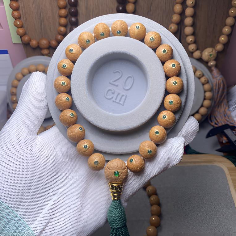 【2025年新籽】12mm➕镶嵌绿宝石单圈高密籽尼泊尔凤眼