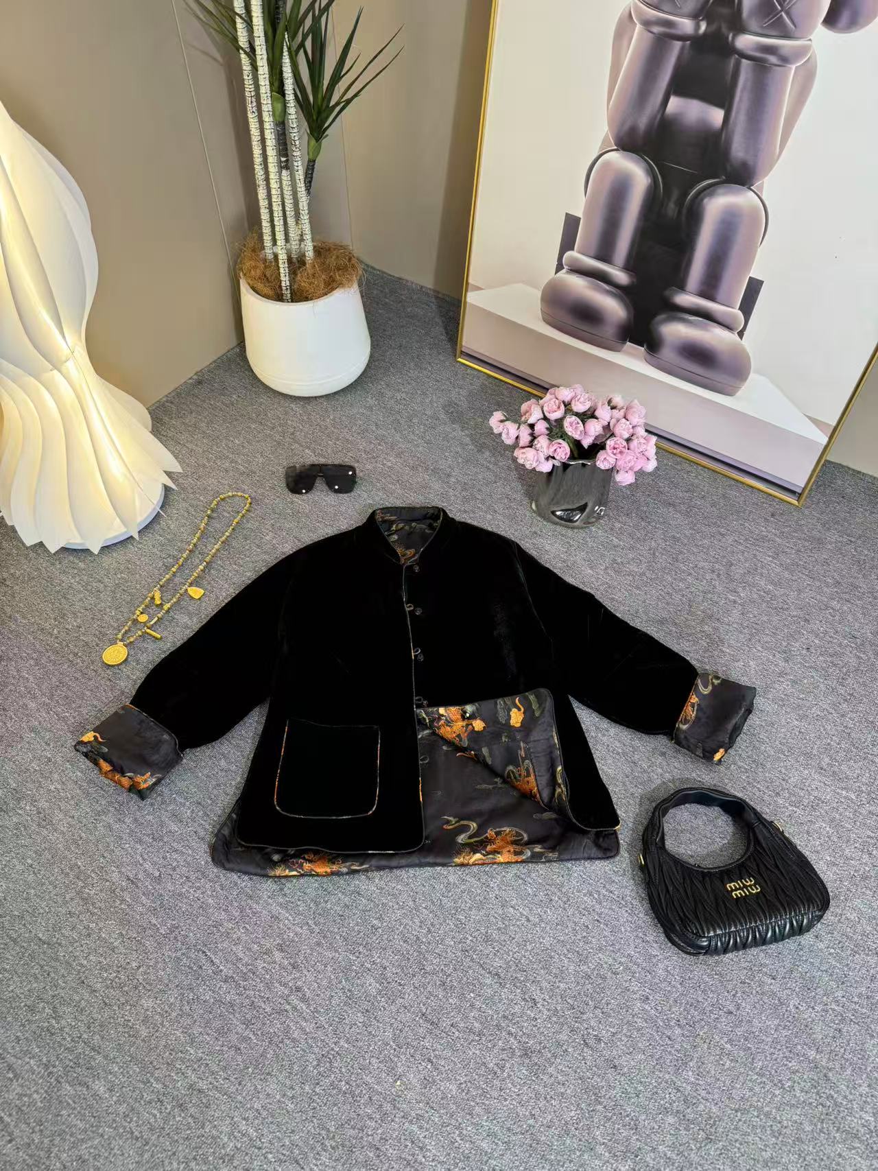 新中式国风长袖提花厚款韩版常规秋冬常规款短款上衣夹克立领