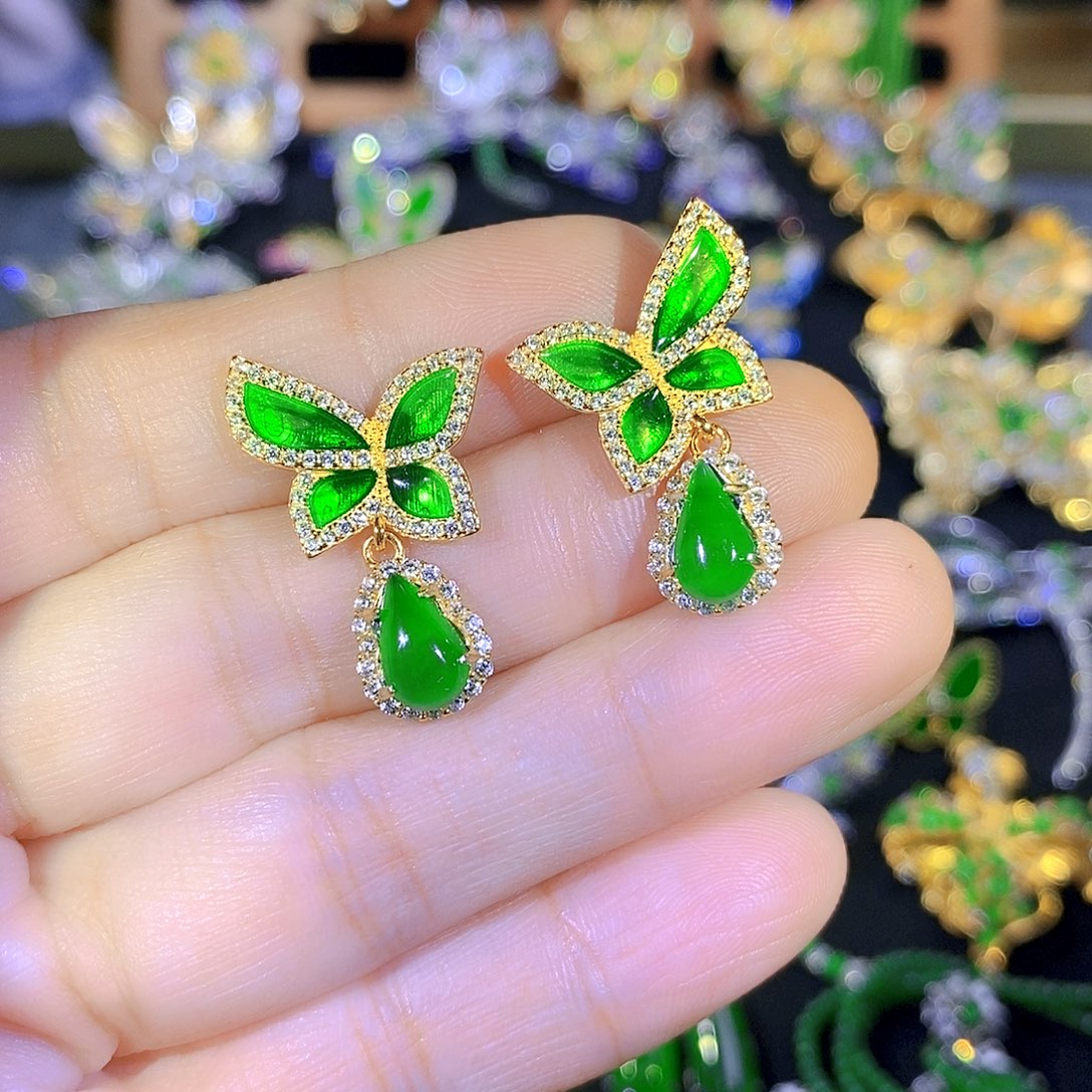 吊坠(不含链)银S925镶嵌翡翠