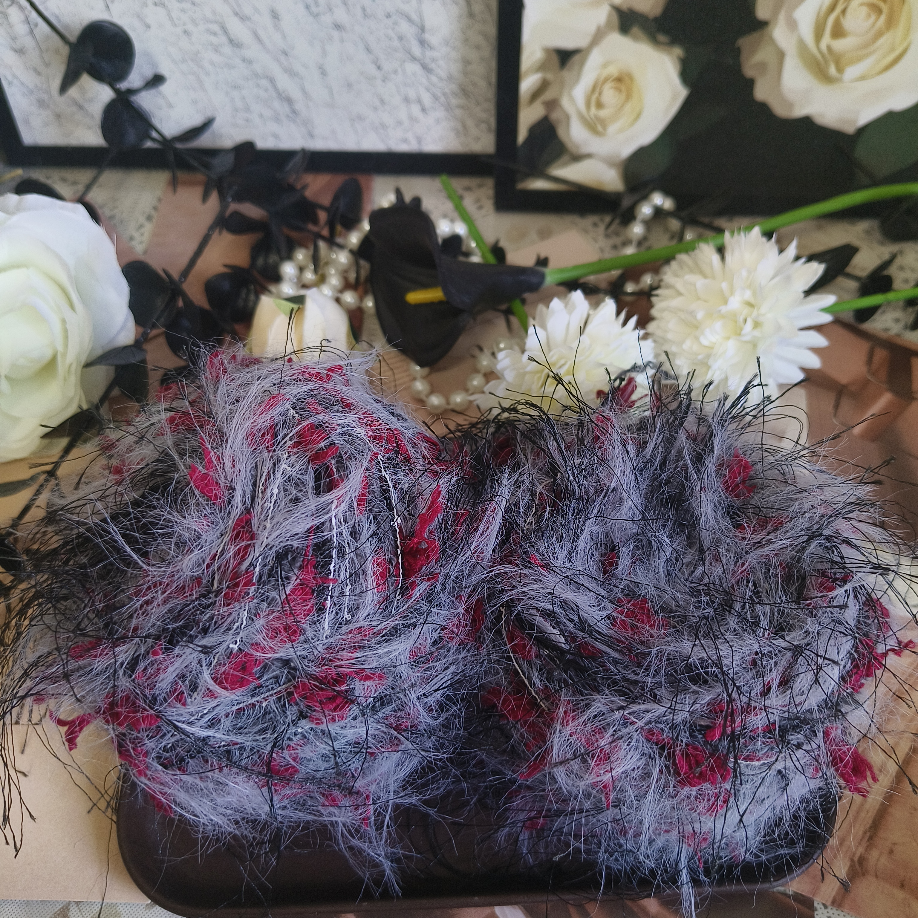 远山黛长毛貂跳舞纱款手混线柔软舒适适合手工DIY钩织独特小众款