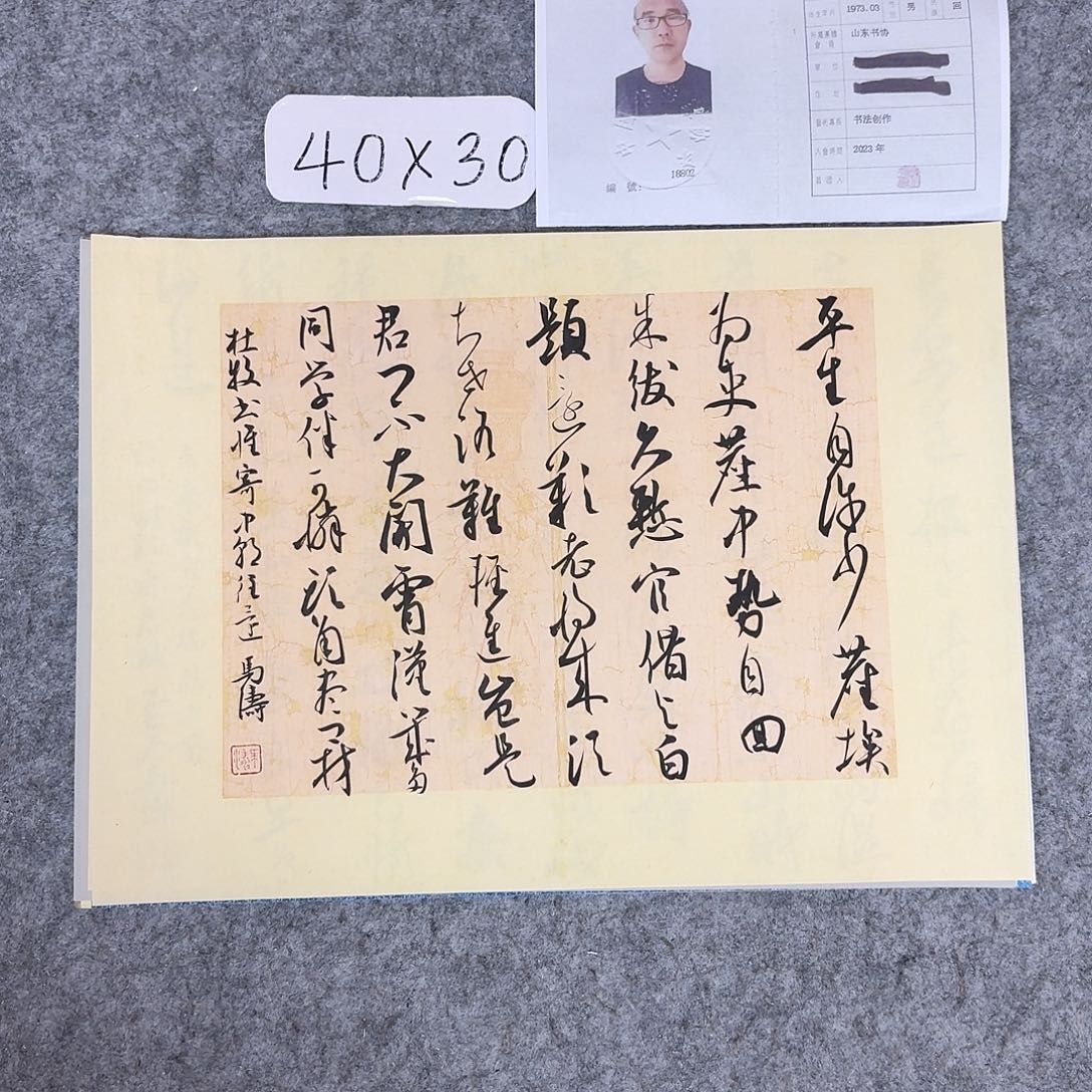 书法中书马涛40×30卡纸