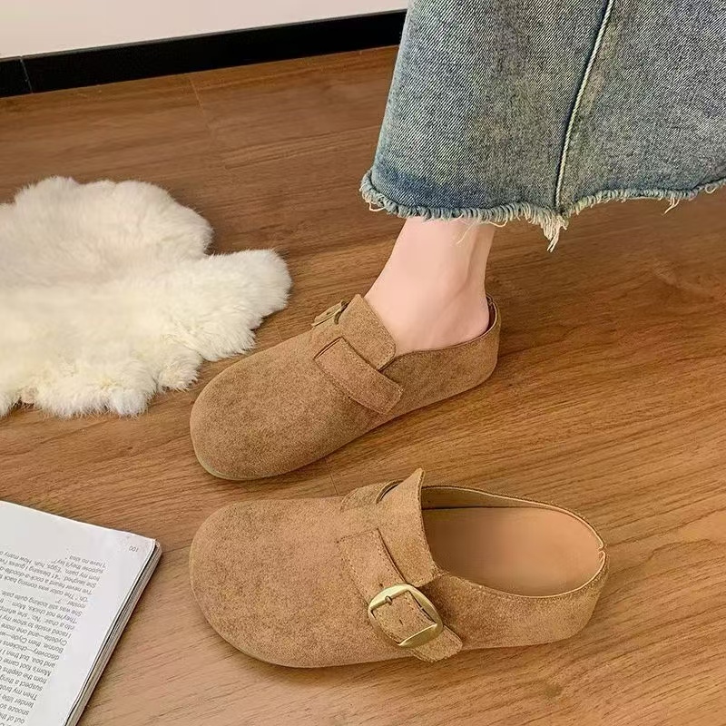 7808厚底内增高包头拖鞋女外穿秋季新款一脚蹬懒人勃肯鞋半拖