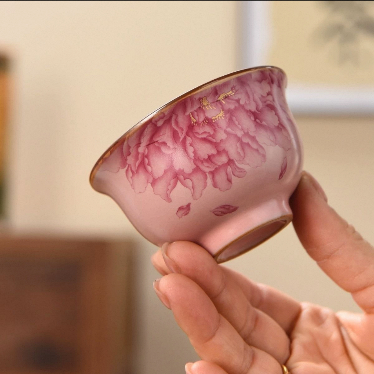 CR--粉汝万花牡丹压手杯