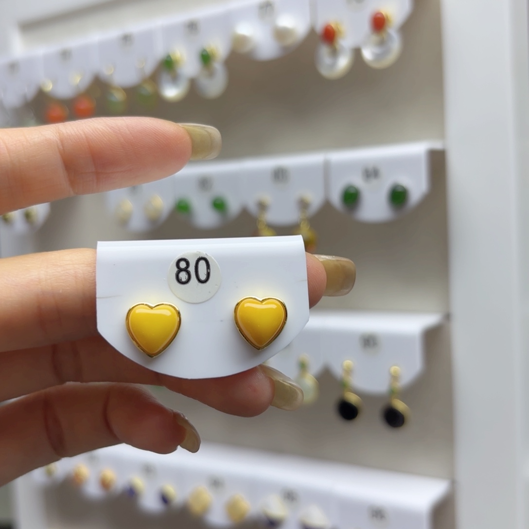 蜜蜡银S925镶嵌耳饰